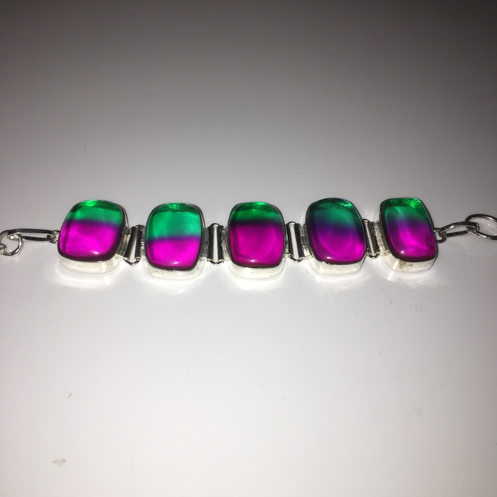COLORBRITE PINK/GREEN TOURMALINE STERLING BRACELET